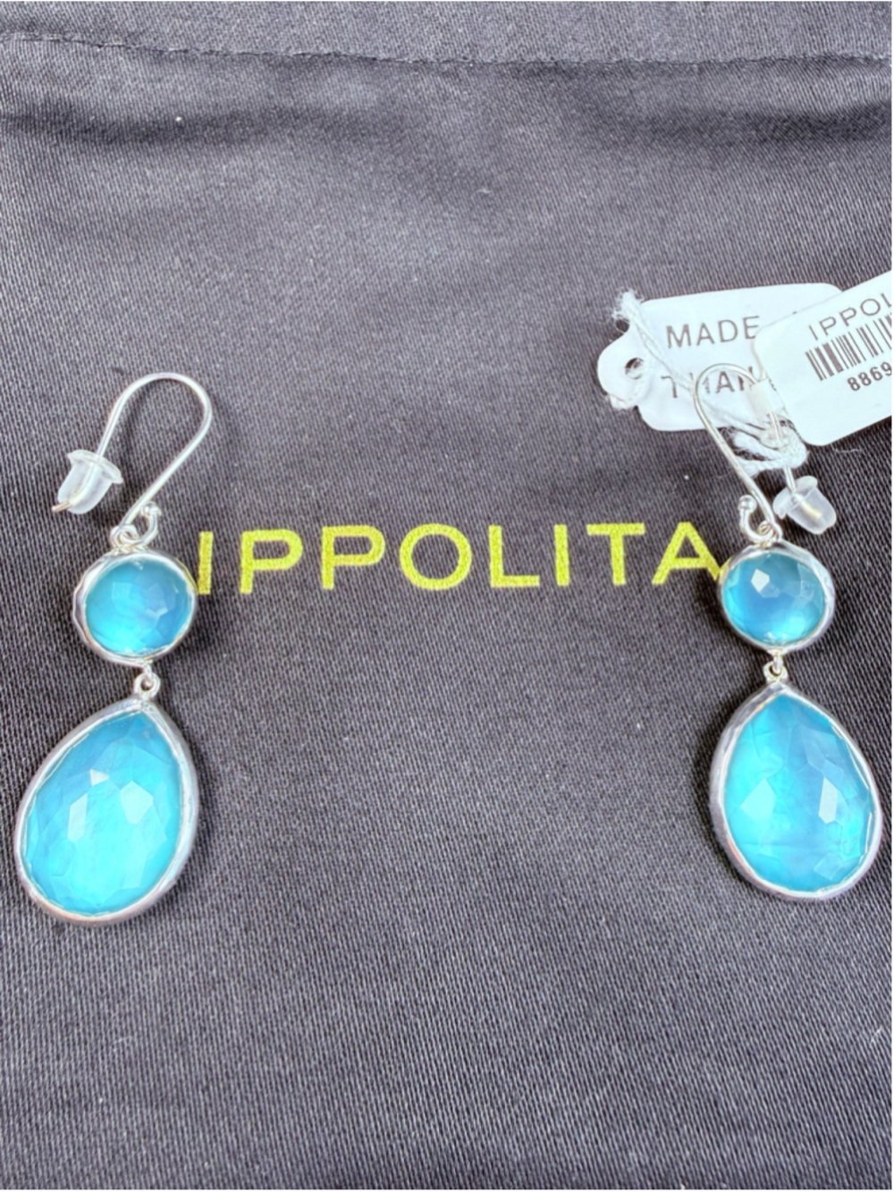 IPPOLITA Rock Candy Aqua Quartz 925 Sterling Silver Teardrop Earrings NEW $595